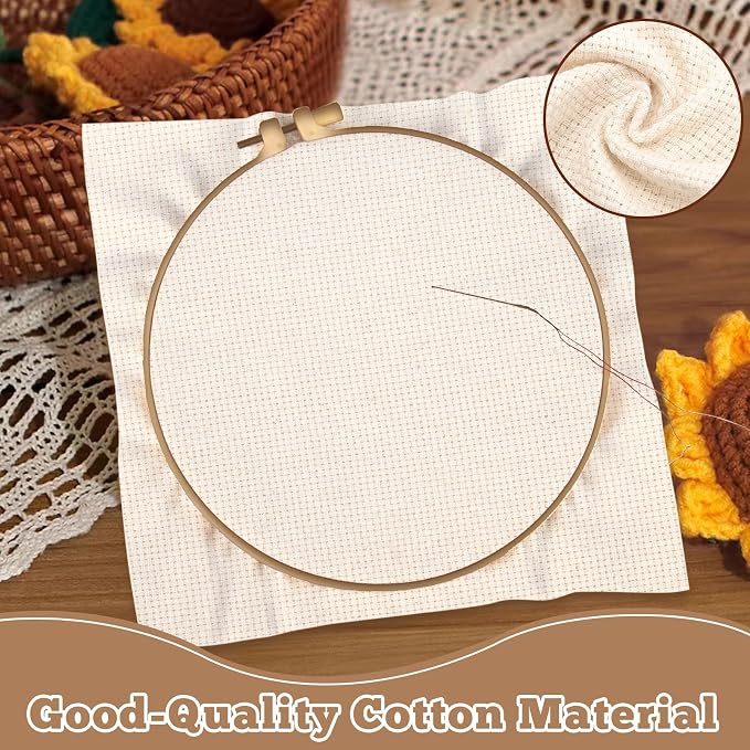 10 PCS Punch Needle Fabric | Pre-Cut Natural Cotton Tufting Cloth Monks Cloth - Image 3