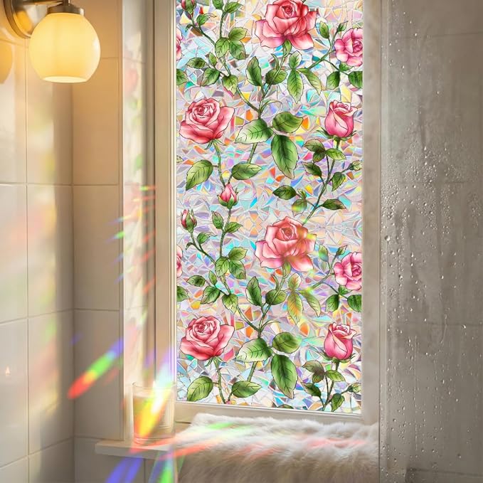Rose Window Stained Glass Film, Privacy Window Cling - Image 5