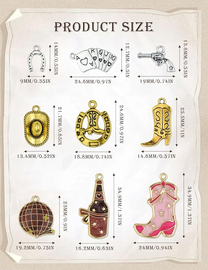 YETOOME 60pcs Western Cowboy & Cowgirl Charms - Image 2