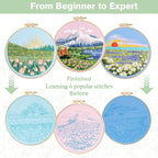 RidaaFri Embroidery Kit for Beginner, Hand Embroidery Practice Set - Image 2