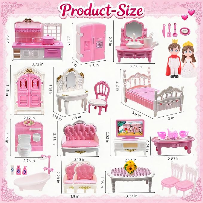 52 Pcs Dollhouse Furniture, Doll House Accessories and Furniture, Living Room - Image 2
