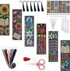 Paintcolor 6PC Mushroom Flowers Counted Cross Stitch Bookmark Kit by Paintcolordiamondpainting
