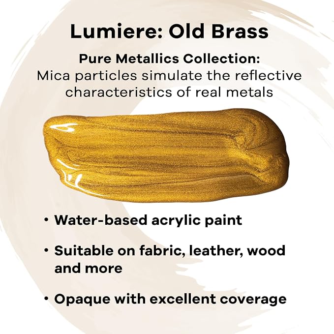 Jacquard Lumiere 8oz Fabric Paint Old Brass - Image 2