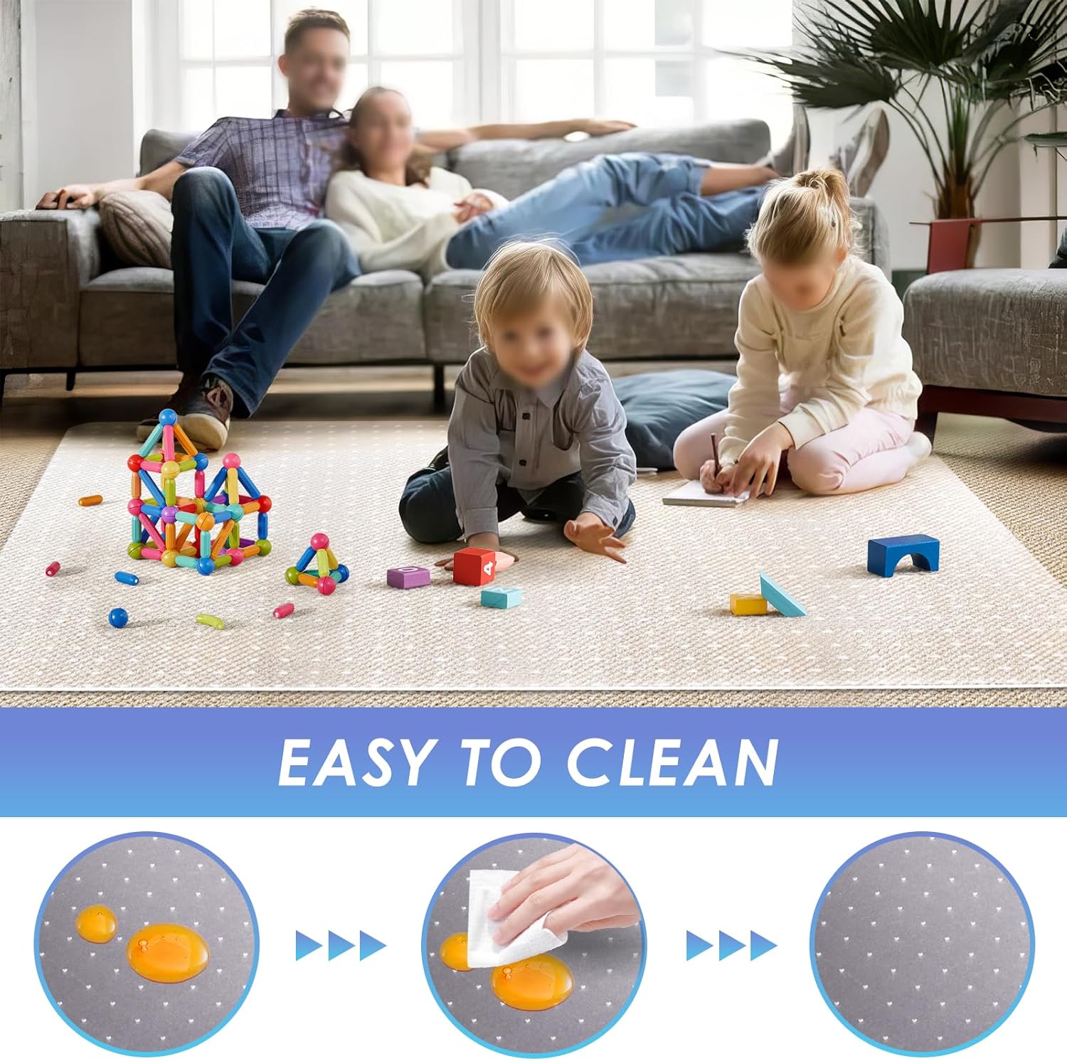 Vicwe Large Office Chair Mat for Carpeted Floors，60"X48" Rectangle Desk Chair Mats with Studs for Low and No Pile Carpeted Floors, Easy Glide Computer Desk Chair Mat for Home & Offices