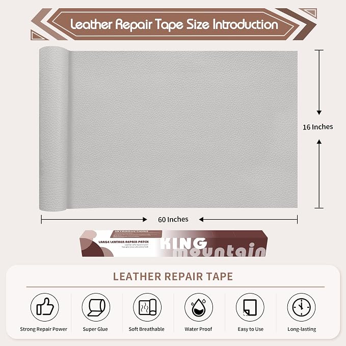 KING MOUNTAIN Leather Repair Patch, 16 x 60 Inches self Adhesive Leather Repair - Image 4