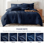 MUXHOMO 7 Pieces California King Comforter Set, Seersucker Bed in a Bag Cal - Image 5