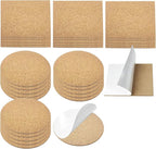 30 Pcs Adhesive Cork Sheets for DIY Coaster, 4 Inch Round and Square by ZJO