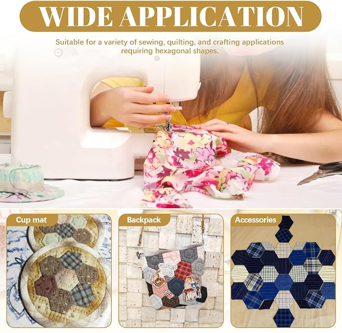 2400 PCS 1 Inch White Hexagon Piecing Paper Templates, Quilting Templates - Image 5