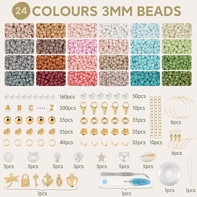 TEXGIZRLY 3mm Seed Bead for Bracelets Making Friendship Bracelet Making Kit | - Image 2
