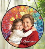 Personalized Grandma Stained Glass Suncatcher, Custom Photo Stained Glass by UNIGIFTIME