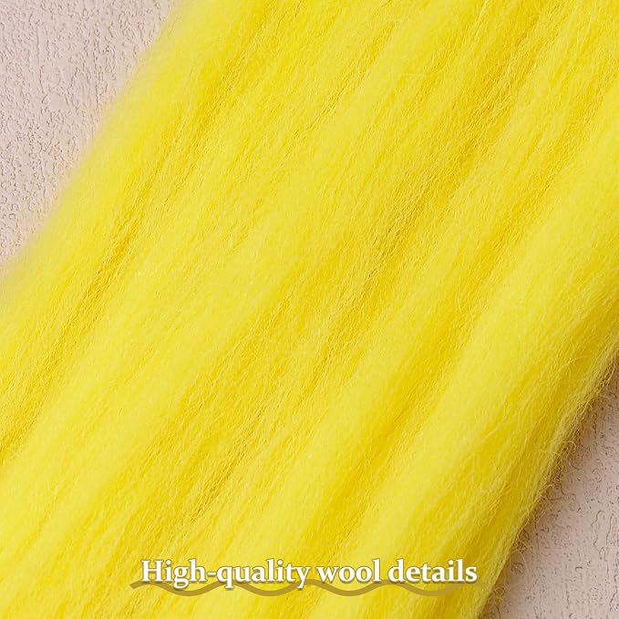 QMNNMA Wool Roving Bulk, 14.1oz Needle Felting Wool-Yellow | Super Wool Chunky - Image 2