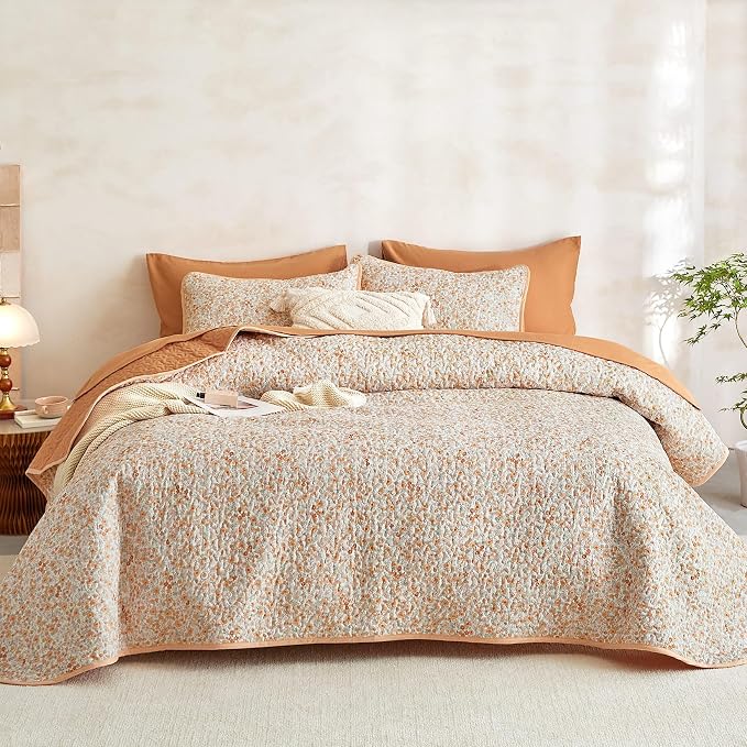 Wake In Cloud - Floral Quilt Set, Cute Vintage Flower Cottagecore Shabby Chic - Image 4