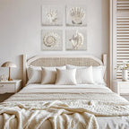 JAPO ART White Sea Shells Pictures Coral Wall Decor Beach Canvas Wall Art - Image 6