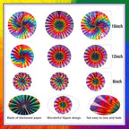 Outus Tie Dye Party Supplies Groovy Hippie Hanging Paper Fans Classroom - Image 2