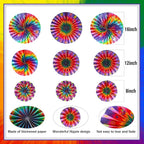 Outus Tie Dye Party Supplies Groovy Hippie Hanging Paper Fans Classroom - Image 2