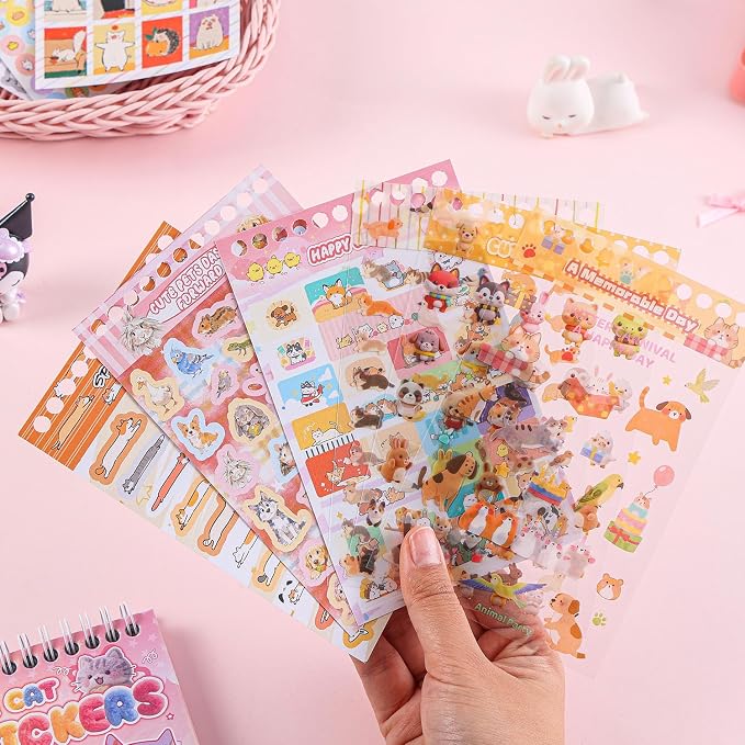 Girl's Cute Sticker Book, Cartoon Cat Theme - Image 3