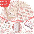 HunnmingRe 20 Pcs 10''x10'' Vintage Rose Quilting Fabric Square Bundle Retro - Image 4