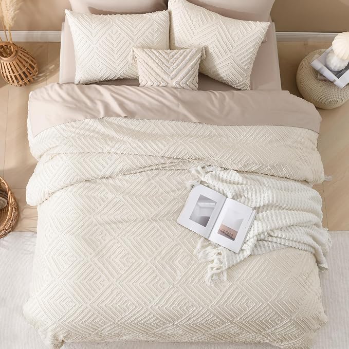 Andency Queen Comforter Set Beige, 3 Pieces Queen Size Comforter Sets Boho - Image 7