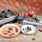 134pcs Mini Shopping Cart Basket Miniature Food Drink Bottle Supermarket Metal - Image 3