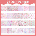 48 Pcs 10 x 10 Inches Pink Floral Cotton Fabric Bundles, Precut Pink Retro - Image 3