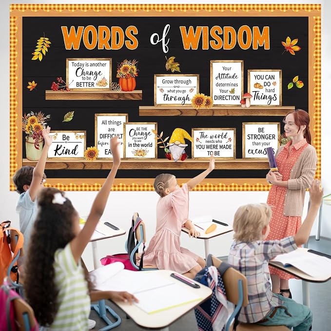 Fall Thanksgiving Bulletin Board Set Bookshelf Words of Wisdom Bulletin Board - Image 5