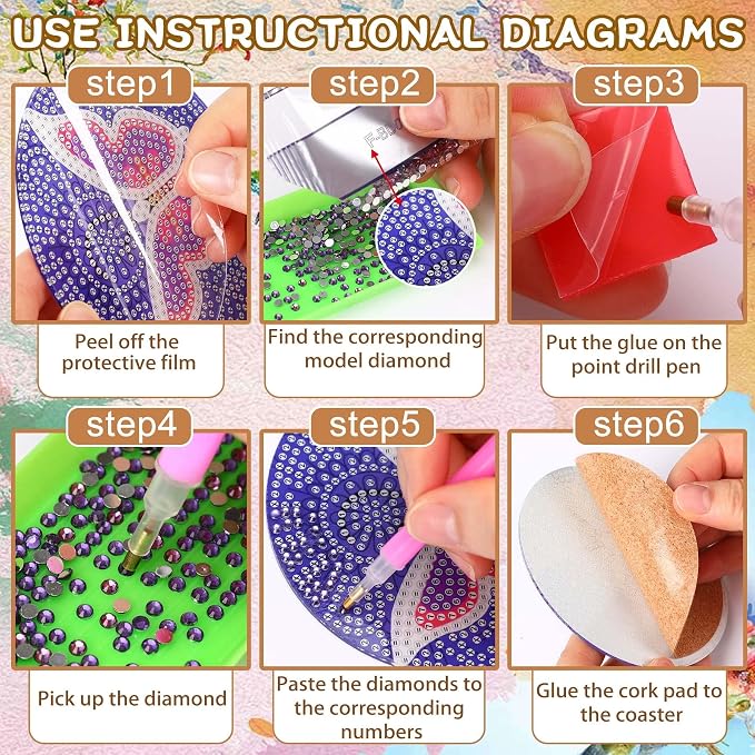 UPINS DIY Kit, Diamond Art Painting Coasters - Image 3