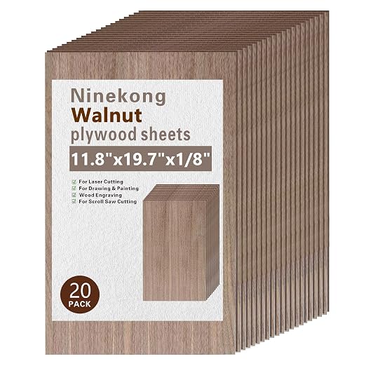 20 Pack Black Walnut Plywood Sheets 1/8", 11.8x19.7x1/8 inch Plywood Sheets by Unknown