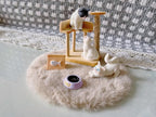 Dollhouse Cats w/ 1/12 Scale Accessories Mini Furniture Model Wooden Miniature - Image 3