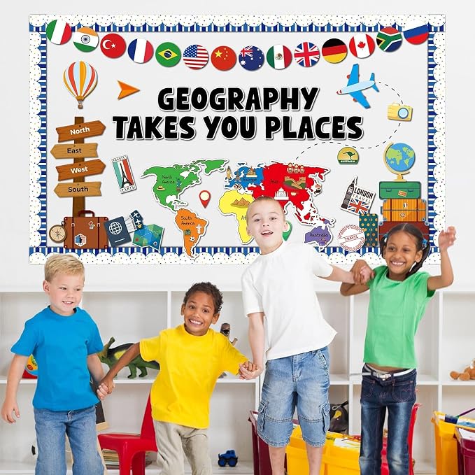 Geography Takes You Places Bulletin Board Set World Map Classroom Decoration - Image 7