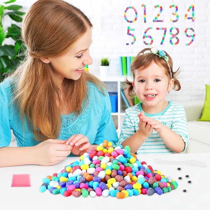 Junkin 1000 Pcs Magic Noodles Foam Crafts Puffs Corn Super Crafts Arts Kit Bulk - Image 5
