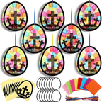 Eersida 32 Sets Easter Egg Cross Suncatchers Craft Kit, He is Risen DIY by Eersida