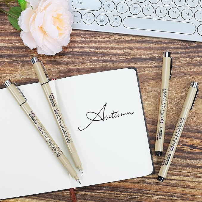 Muchcute 05 Fine Point Writing Pens: 6 Black 0.45mm Thin Micron Pen 05 No Bleed - Image 7