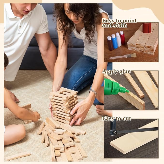 MECCANIXITY 10Pcs Wood Strips Slats, 3/16" x 2" x 8" Thin Wood Sticks Flat - Image 4