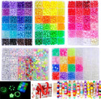 SJZWSD 5 Boxes Bracelet Making Kit Pony Beads, 6x9mm Kandi Rave Beads & Hair by SJZWSD