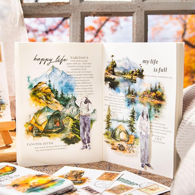 Yoksas Travel Sea Beach Nature Outdoor Watercolor Scenery Stickers - Image 5