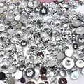 Sqqzuie1500PCS 3-14mm Shiny Silver Flatback Pearls, 150g Half-Round ABS Pearls by Sqqzuie
