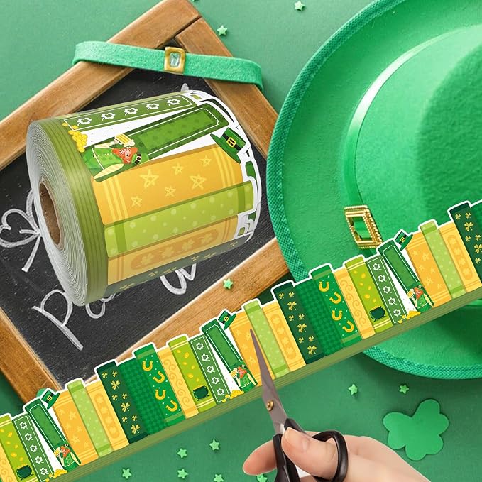 69 Feet St Patricks Day Bulletin Board Decorations Lucky Green Shamrock Clover - Image 3