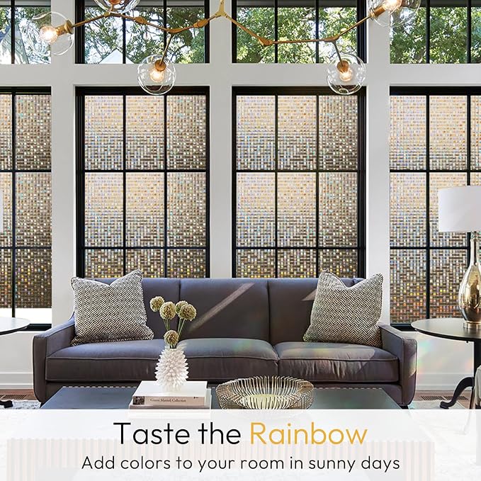 rabbitgoo Window Privacy Film, Mosaic Stained Glass, UV Blocking Reduce Heat - Image 9