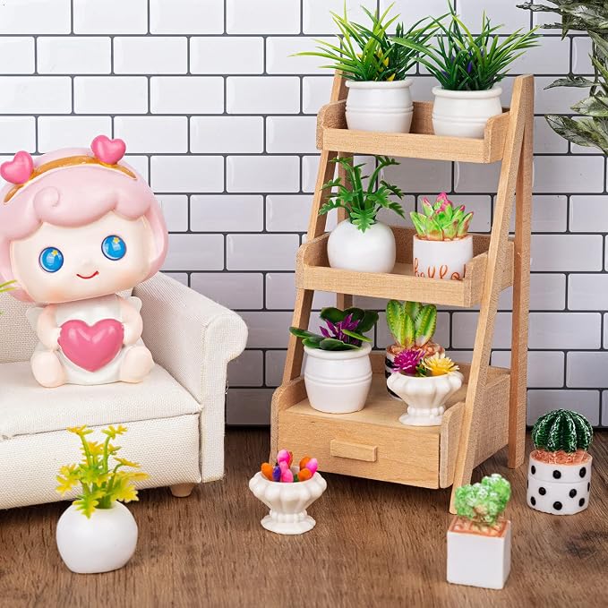 26Pcs Miniature Potted Plants, Mini Artificial Plants, 1:12 Scale Doll House - Image 3