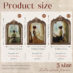 Wonderjune 3 Pcs Vintage Picture Frames Antique Set Baroque Ornate Gold Arched - Image 2