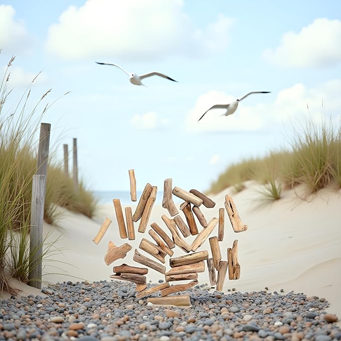 20 Pcs Natural Driftwood Pieces Branch Slices Craft Sticks Beach Decor - Image 8