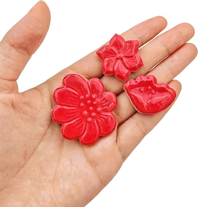 500g/1.1lb Ceramic Mosaic Tiles Mixed Shapes of Flowers, Mushrooms - Image 3