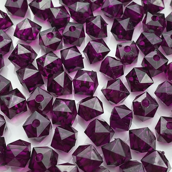 100pcs 12mm Acrylic Cube Faceted Beads Colorful Square Plastic Spacer Beads by LIMAOLLY