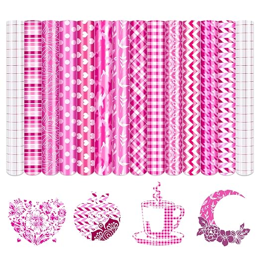 Tintnut Pink Plaid Pattern Permanent Vinyl 10 Sheets 12"x10" Adhesive Vinyl | by Tintnut