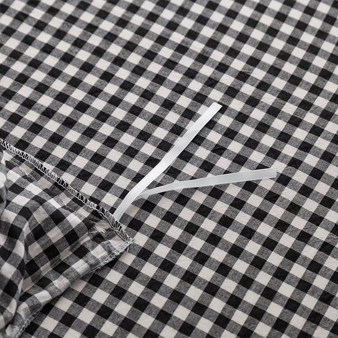 mixinni Black White Gingham Ruffle Duvet Cover Full Size 3 Pieces – 100% Washed - Image 9