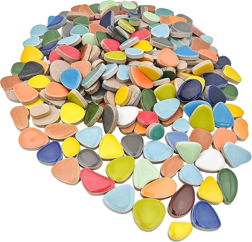 1.1lb Ceramic Mosaic Tiles, Mixed Colour Ceramic Mosaic Pieces by Unknown