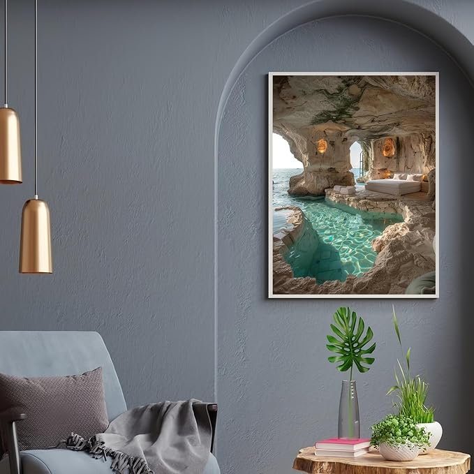 GXGLLPZBY Painting by Numbers for Adults Beginner, Cave Sea View Room Adult - Image 5