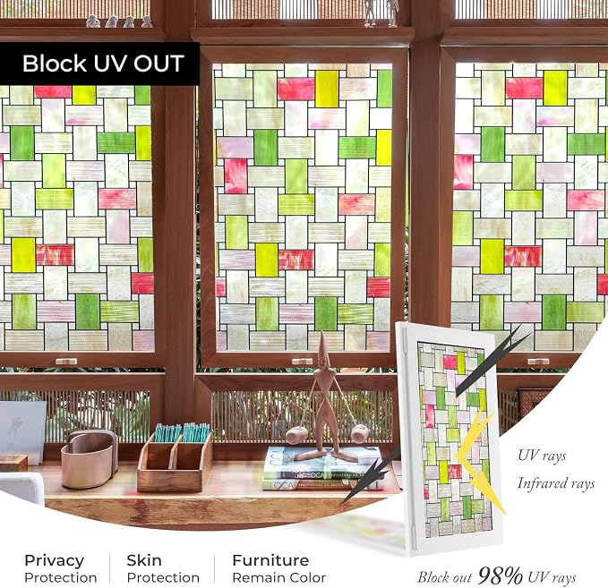 3D Stained Glass Window Film, Decorative Window Privacy Film - Image 5