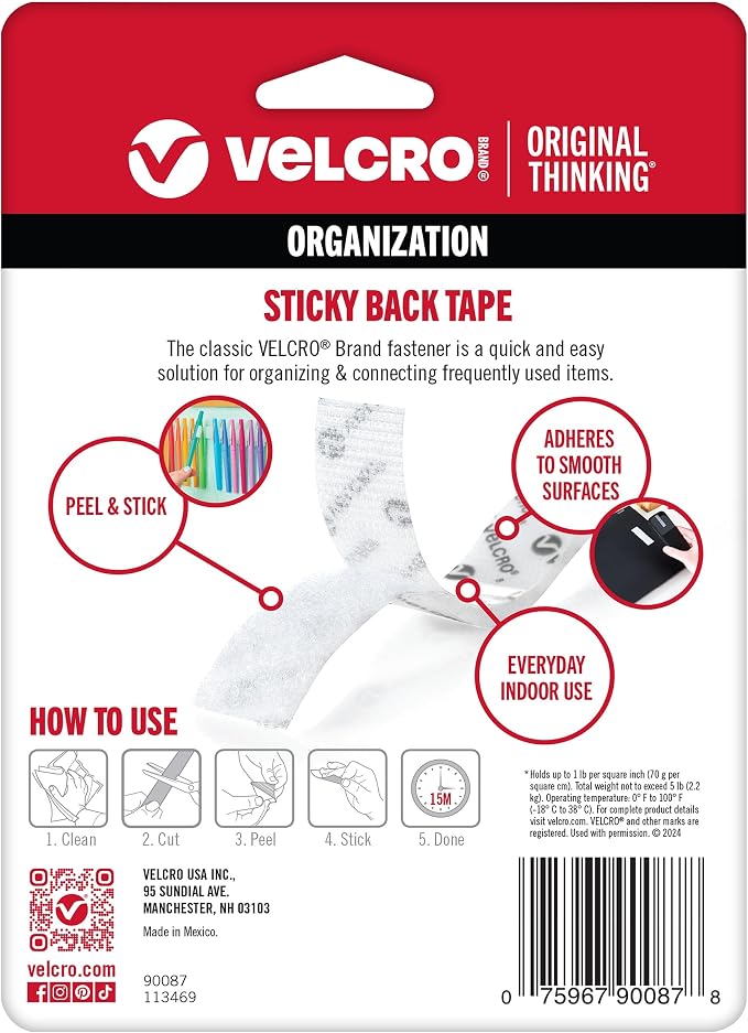 VELCRO Brand 5 Ft x 3/4 in | White Tape Roll - Image 2