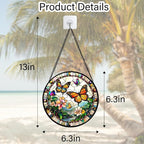 DASTOLL Stained Glass Window Hanging, Butterflies Flying in The Sky Suncatcher - Image 7